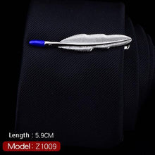Load image into Gallery viewer, 1 Piece Feather Glasses Anchor Mustache Key Shape Silver Metal Tie Clip for Men