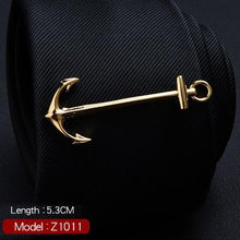 Load image into Gallery viewer, 1 Piece Feather Glasses Anchor Mustache Key Shape Silver Metal Tie Clip for Men