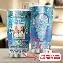 Load image into Gallery viewer, Autism Mug Customize Your Godfamily Photo  I Wear Blue For My Godfamily Mug Stainless Steel Tumbler 20 Oz Gift For Autism Awareness