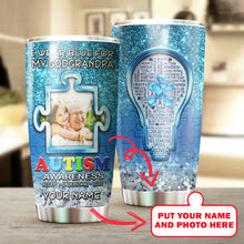Load image into Gallery viewer, Autism Mug Customize Your Godgrandpa Photo  I Wear Blue For My Godgrandpa Mug Stainless Steel Tumbler 20 Oz Gift For Autism Awareness
