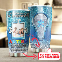 Load image into Gallery viewer, Autism Mug Customize Your Grandparents Photo  I Wear Blue For My Grandparents Mug Stainless Steel Tumbler 20 Oz Gift For Autism Awareness