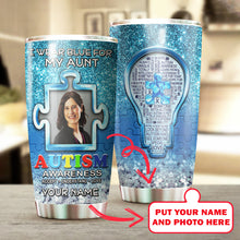 Load image into Gallery viewer, Autism Mug Customize Your Aunt Photo  I Wear Blue For My Aunt Mug Stainless Steel Tumbler 20 Oz Gift For Autism Awareness