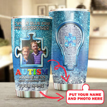 Load image into Gallery viewer, Autism Mug Customize Your Godbrother Photo  I Wear Blue For My Godbrother Mug Stainless Steel Tumbler 20 Oz Gift For Autism Awareness