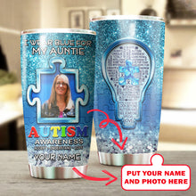 Load image into Gallery viewer, Autism Mug Customize Your Auntie Photo  I Wear Blue For My Auntie Mug Stainless Steel Tumbler 20 Oz Gift For Autism Awareness