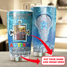 Load image into Gallery viewer, Autism Mug Customize Your Boys Photo  I Wear Blue For My Boys Mug Stainless Steel Tumbler 20 Oz Gift For Autism Awareness