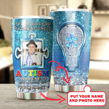 Load image into Gallery viewer, Autism Mug Customize Your Great Uncle Photo  I Wear Blue For My Great Uncle Mug Stainless Steel Tumbler 20 Oz Gift For Autism Awareness