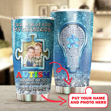 Load image into Gallery viewer, Autism Mug Customize Your Grandkids Photo  I Wear Blue For My Grandkids Mug Stainless Steel Tumbler 20 Oz Gift For Autism Awareness
