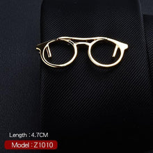 Load image into Gallery viewer, 1 Piece Feather Glasses Anchor Mustache Key Shape Silver Metal Tie Clip for Men