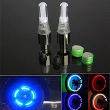 Load image into Gallery viewer, 2 Neon LED Lamp Flash Tyre Wheel Valve Cap Light For Car Bike Bicycle Motorcycle