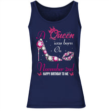 Load image into Gallery viewer, A queen was born on November 02nd unisex t-shirt, women t-shirt, tank top, hoodie - Q01.DP23.C