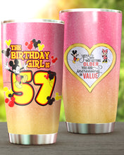 Load image into Gallery viewer, 57th Birthday Steel Tumbler,57th Birthday Wooden Pattern 30 Oz Steel Mug, CUSTOMIZED ANY NAME Mickey Birthday Steel Mug, Birthday custom mug