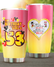 Load image into Gallery viewer, 53rd Birthday Steel Tumbler, 53rd Birthday Wooden Pattern 30 Oz Steel Mug, PERSONALIZED ANY NAME Mickey Birthday Steel Mug, Birthday custom mug