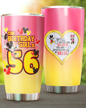 Load image into Gallery viewer, 56th Birthday Steel Tumbler, 56th Birthday Wooden Pattern 30 Oz Steel Mug, CUSTOMIZED ANY NAME Mickey Birthday Steel Mug, Birthday custom mug