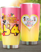 Load image into Gallery viewer, 54th Birthday Steel Tumbler, 54th Birthday Wooden Pattern 30 Oz Steel Mug, PERSONALIZED ANY NAME Mickey Birthday Steel Mug, Birthday custom mug