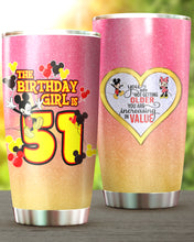 Load image into Gallery viewer, 51st Birthday Steel Tumbler, 51st Birthday Wooden Pattern 30 Oz Steel Mug, PERSONALIZED ANY NAME Mickey Birthday Steel Mug, Birthday custom mug