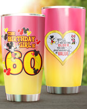 Load image into Gallery viewer, 60th Birthday Steel Tumbler, 60th Birthday Wooden Pattern 30 Oz Steel Mug, PERSONALIZED ANY NAME Mickey Birthday Steel Mug, Birthday custom mug
