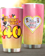 Load image into Gallery viewer, 40th Birthday Steel Tumbler, 40th Birthday Wooden Pattern 30 Oz Steel Mug, CUSTOMIZED ANY NAME Mickey Birthday Steel Mug, Birthday custom mug