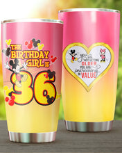 Load image into Gallery viewer, 36th Birthday Steel Tumbler, 36th Birthday Wooden Pattern 30 Oz Steel Mug, CUSTOMIZED ANY NAME Mickey Birthday Steel Mug, Birthday custom mug