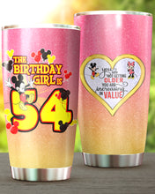 Load image into Gallery viewer, 54th Birthday Steel Tumbler, 54th Birthday Wooden Pattern 30 Oz Steel Mug, PERSONALIZED ANY NAME Mickey Birthday Steel Mug, Birthday custom mug