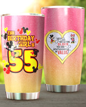 Load image into Gallery viewer, 55th Birthday Steel Tumbler, 55th Birthday Wooden Pattern 30 Oz Steel Mug, PERSONALIZED ANY NAME Mickey Birthday Steel Mug, Birthday custom mug