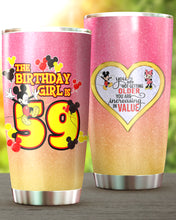 Load image into Gallery viewer, 59th Birthday Steel Tumbler, 59th Birthday Wooden Pattern 30 Oz Steel Mug, PERSONALIZED ANY NAME Mickey Birthday Steel Mug, Birthday custom mug