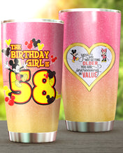 Load image into Gallery viewer, 58th Birthday Steel Tumbler, 58th Birthday Wooden Pattern 30 Oz Steel Mug, CUSTOMIZED ANY NAME Mickey Birthday Steel Mug, Birthday custom mug