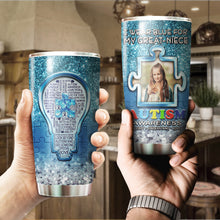 Load image into Gallery viewer, Autism Mug Customize Your Great Niece Photo  I Wear Blue For My Great Niece Mug Stainless Steel Tumbler 20 Oz Gift For Autism Awareness