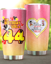 Load image into Gallery viewer, 44th Birthday Steel Tumbler, 44th Birthday Wooden Pattern 30 Oz Steel Mug, CUSTOMIZED ANY NAME Mickey Birthday Steel Mug, Birthday custom mug