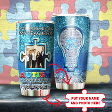Load image into Gallery viewer, Autism Mug Customize Your Teachers Photo  I Wear Blue For My Teachers Mug Stainless Steel Tumbler 20 Oz Gift For Autism Awareness