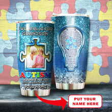 Load image into Gallery viewer, Autism Mug Customize Your Grandson Photo  I Wear Blue For My Grandson Mug Stainless Steel Tumbler 20 Oz Gift For Autism Awareness