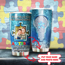 Load image into Gallery viewer, Autism Mug Customize Your Grandsons Photo  I Wear Blue For My Grandsons Mug Stainless Steel Tumbler 20 Oz Gift For Autism Awareness