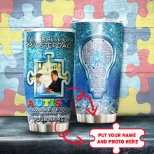 Load image into Gallery viewer, Autism Mug Customize Your Stepdad Photo  I Wear Blue For My Stepdad Mug Stainless Steel Tumbler 20 Oz Gift For Autism Awareness