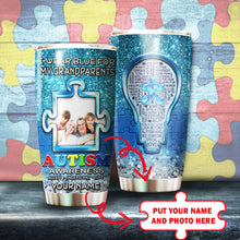 Load image into Gallery viewer, Autism Mug Customize Your Grandparents Photo  I Wear Blue For My Grandparents Mug Stainless Steel Tumbler 20 Oz Gift For Autism Awareness
