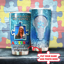 Load image into Gallery viewer, Autism Mug Customize Your Auntie Photo  I Wear Blue For My Auntie Mug Stainless Steel Tumbler 20 Oz Gift For Autism Awareness