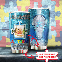 Load image into Gallery viewer, Autism Mug Customize Your Godgrandpa Photo  I Wear Blue For My Godgrandpa Mug Stainless Steel Tumbler 20 Oz Gift For Autism Awareness