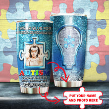 Load image into Gallery viewer, Autism Mug Customize Your Great Granddaughter Photo  I Wear Blue For My Great Granddaughter Mug Stainless Steel Tumbler 20 Oz Gift For Autism Awareness
