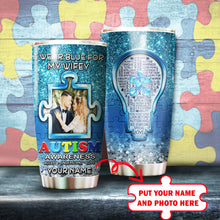 Load image into Gallery viewer, Autism Mug Customize Your Wifey Photo  I Wear Blue For My Wifey Mug Stainless Steel Tumbler 20 Oz Gift For Autism Awareness