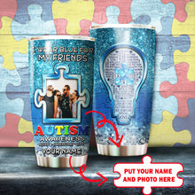 Load image into Gallery viewer, Autism Mug Customize Your Friends Photo  I Wear Blue For My Friends Mug Stainless Steel Tumbler 20 Oz Gift For Autism Awareness