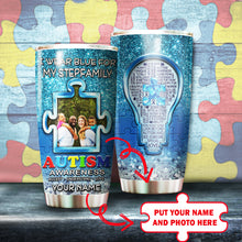 Load image into Gallery viewer, Autism Mug Customize Your Stepfamily Photo  I Wear Blue For My Stepfamily Mug Stainless Steel Tumbler 20 Oz Gift For Autism Awareness