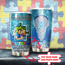 Load image into Gallery viewer, Autism Mug Customize Your Stepfather Photo  I Wear Blue For My Stepfather Mug Stainless Steel Tumbler 20 Oz Gift For Autism Awareness