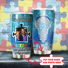Load image into Gallery viewer, Autism Mug Customize Your Godbrother Photo  I Wear Blue For My Godbrother Mug Stainless Steel Tumbler 20 Oz Gift For Autism Awareness