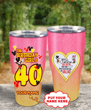 Load image into Gallery viewer, 40th Birthday Steel Tumbler, 40th Birthday Wooden Pattern 30 Oz Steel Mug, CUSTOMIZED ANY NAME Mickey Birthday Steel Mug, Birthday custom mug