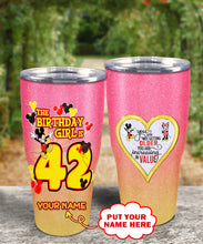 Load image into Gallery viewer, 42nd Birthday Steel Tumbler, 42nd Birthday Wooden Pattern 30 Oz Steel Mug, CUSTOMIZED ANY NAME Mickey Birthday Steel Mug, Birthday custom mug