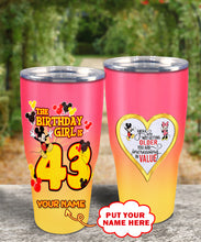 Load image into Gallery viewer, 43rd Birthday Steel Tumbler, 43rd Birthday Wooden Pattern 30 Oz Steel Mug, PERSONALIZED ANY NAME Mickey Birthday Steel Mug, Birthday custom mug