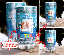 Load image into Gallery viewer, Autism Mug Customize Your Grandparent Photo  I Wear Blue For My Grandparent Mug Stainless Steel Tumbler 20 Oz Gift For Autism Awareness