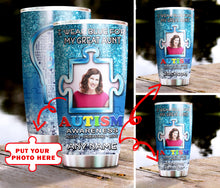 Load image into Gallery viewer, Autism Mug Customize Your Great Aunt Photo  I Wear Blue For My Great Aunt Mug Stainless Steel Tumbler 20 Oz Gift For Autism Awareness
