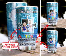 Load image into Gallery viewer, Autism Mug Customize Your Great Grandkids Photo  I Wear Blue For My Great Grandkids Mug Stainless Steel Tumbler 20 Oz Gift For Autism Awareness