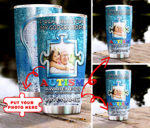 Load image into Gallery viewer, Autism Mug Customize Your Godgrandpa Photo  I Wear Blue For My Godgrandpa Mug Stainless Steel Tumbler 20 Oz Gift For Autism Awareness