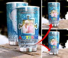 Load image into Gallery viewer, Autism Mug Customize Your Grandson Photo  I Wear Blue For My Grandson Mug Stainless Steel Tumbler 20 Oz Gift For Autism Awareness