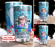 Load image into Gallery viewer, Autism Mug Customize Your Great Grandpa Photo  I Wear Blue For My Great Grandpa Mug Stainless Steel Tumbler 20 Oz Gift For Autism Awareness